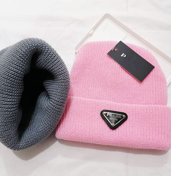 

knitted hat fashion triangle p letter printing cap popular warm windproof stretch multicolor highquality beanie hats persona9485825, Blue;gray
