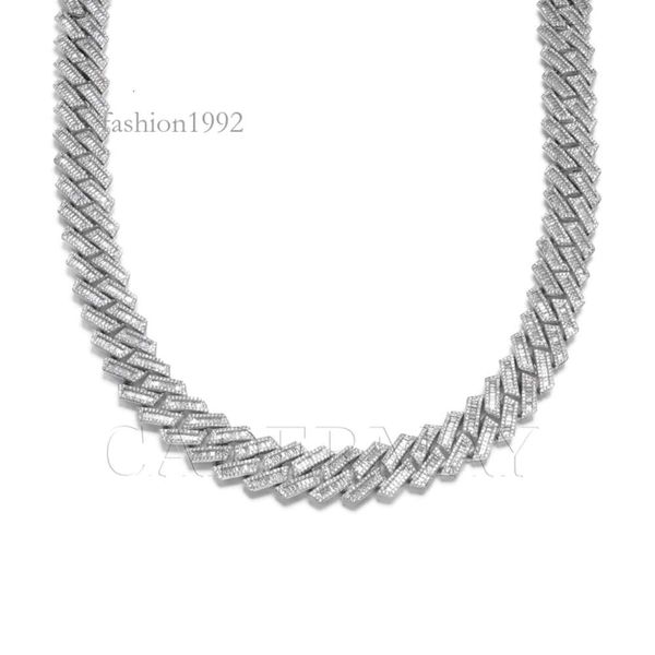 

Hiphop Jewelry Sterling Sier 18Mm 7-26Inches Moissanite Sliver Link Baguette Cuban Chain Personalised Rhombic Necklace