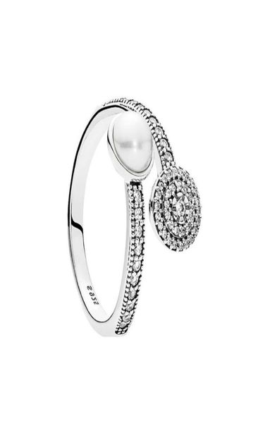 

white crystal pearl clear cz diamond 925 sterling silver ring set original box for luminous glow ring women girls wedding 6 k29097375, Slivery;golden