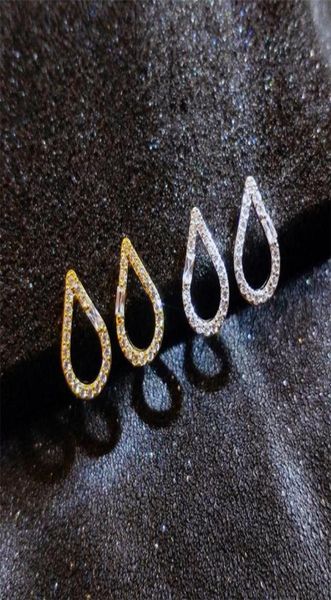 

2020 new arrival simple fashion jewelry 925 sterling silvergold fill pave white sapphire party water drop women wedding stud earr9605363, Golden;silver