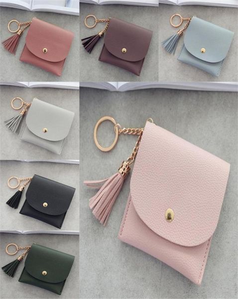 

wallets women coin purse ladies pu leather tassel metal ring clutch keychain thin key bag card holders mini pouch db5021022666, Red;black
