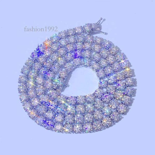 

10K Real Gold Fine Jewelry 4Mm 16" 18 " 20" 22" 24" 26" 28" Diamond Tennis Necklace Vvs Moissanite Chain