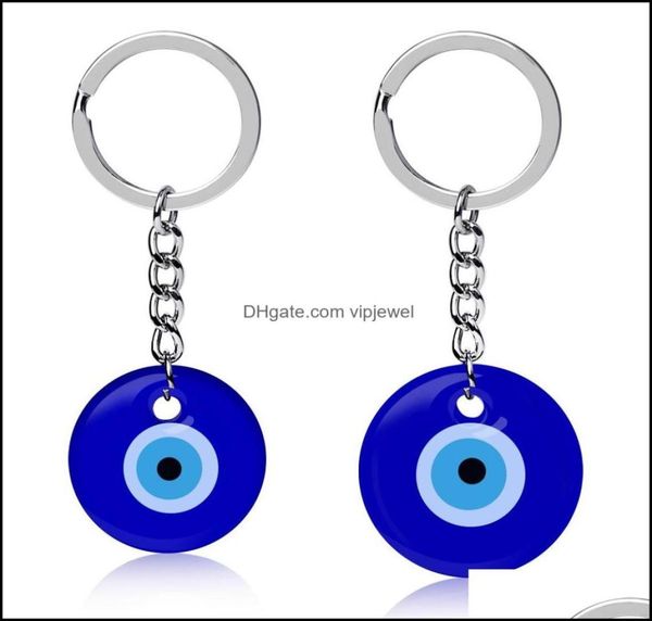 

key rings jewelry turkish evil blue eye keychain car ring amet lucky charm hanging pendant jewerly drop delivery jjc5w6599507, Slivery;golden