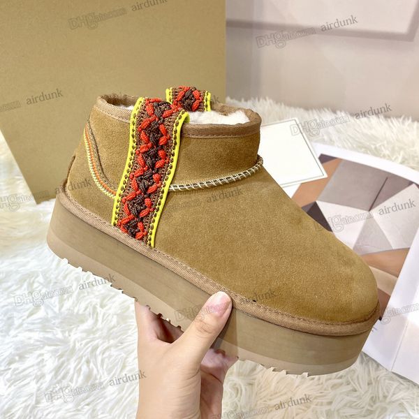 

ultra mini braid platform ugglies boots designer womens snow boot australia slippers mustard seed real leather classic winter fur australian, Black