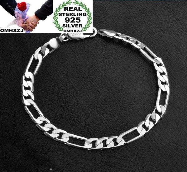 

omhxzj whole personality bangle fashion ol man party wedding gift silver flat chain thick 925 sterling silver bracelet br1192077497, Black