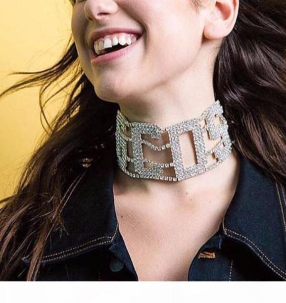 

european and american temperament wild rhinestone english letter quotgcdsquot decorated choker necklace7211812, Golden;silver
