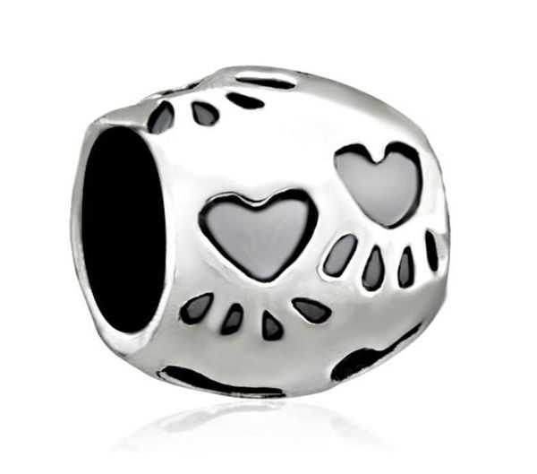 

personalized jewelry dog paw print european bead metal charm ladies bracelet with big hole chamilia compatible2145345, Black