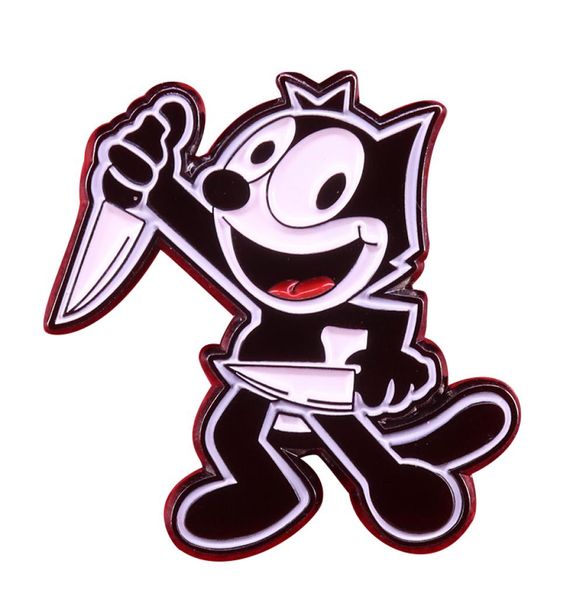 

stabbing cat pin angry humorous cats with knives brooch funny murderer badge pet lovers collection5492703, Gray