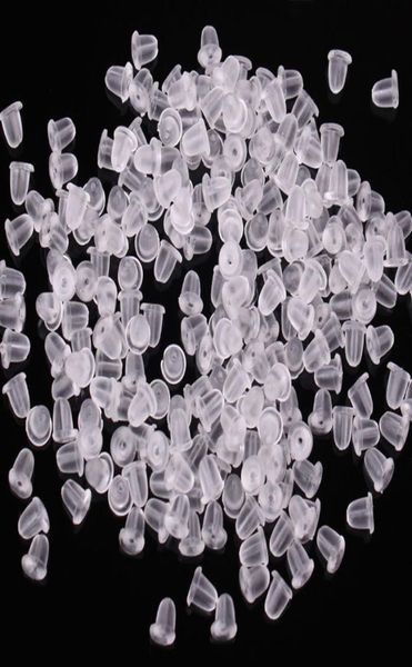

100 pcslot plastic silicone rubber earring back ser earnut stud earring plugs diy jewelry findings accessories ear plugging4103198, White