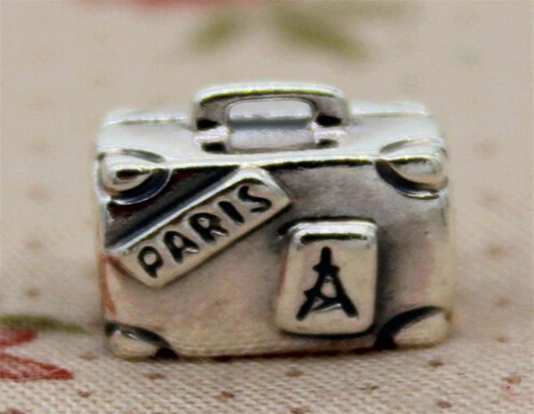

2015 100% 925 high-quality sterling silver suitcase charm bead fits european jewelry bracelets necklaces & pendants257d7903615, Black