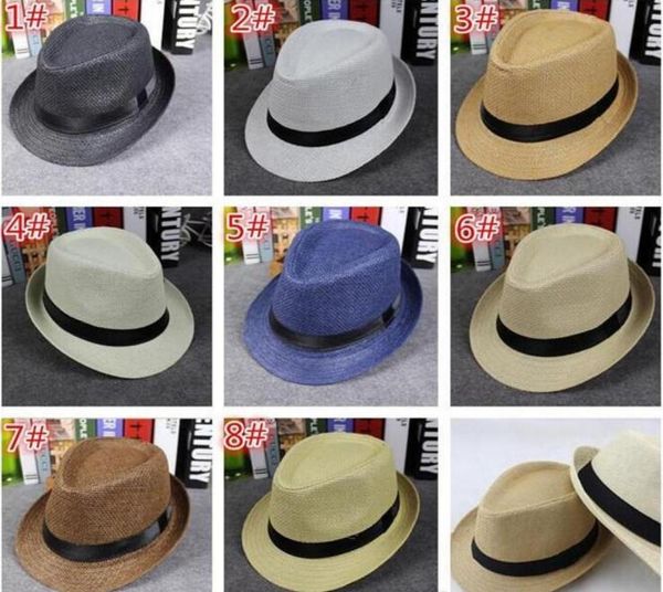 

fashion men women straw hats soft fedora panama hats outdoor stingy brim caps 8 colors choose1637604, Blue;gray
