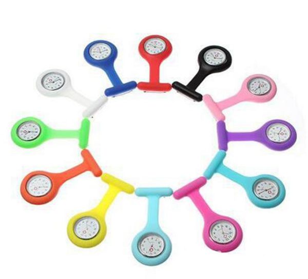

christmas gift nurse medical watch silicone clip pocket watches fashion nurse brooch fob tunic cover doctor silicon quartz watches8794566, Slivery;golden