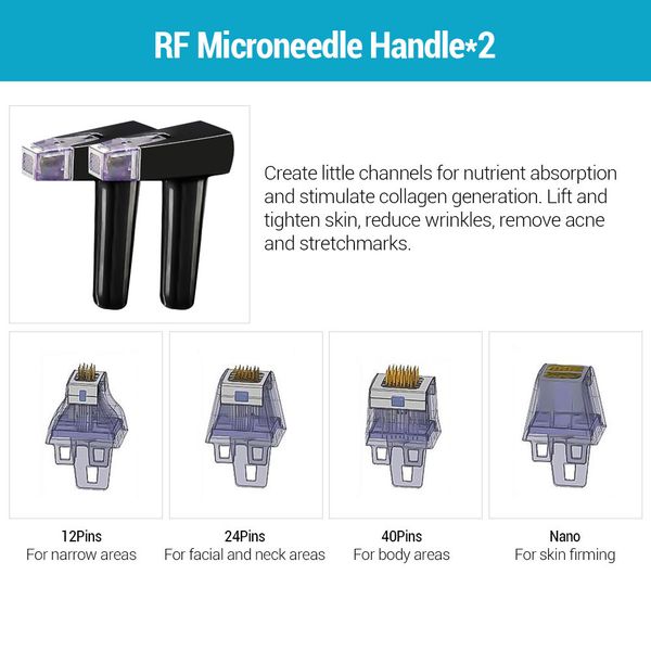 

non-insulation 4 tips disposable microneedling cartridge 12/24/40pins and nano spare part tips replacement needle for microneedle fractional