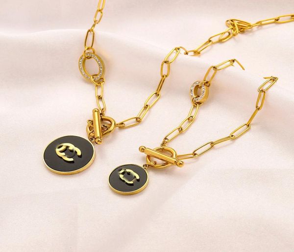 

never fading 18k gold plated luxury brand designer pendants necklaces crystal stainless steel bracelet letter choker pendant neckl9667299, Silver
