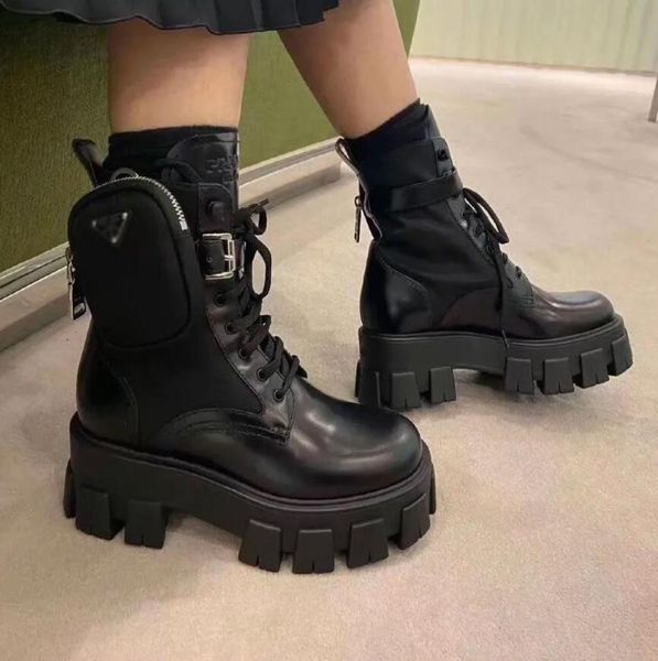 

fashion boots women martin boots 2020 new stretch platform thicksoled thick heel short leather luxury short boots3703384, Black