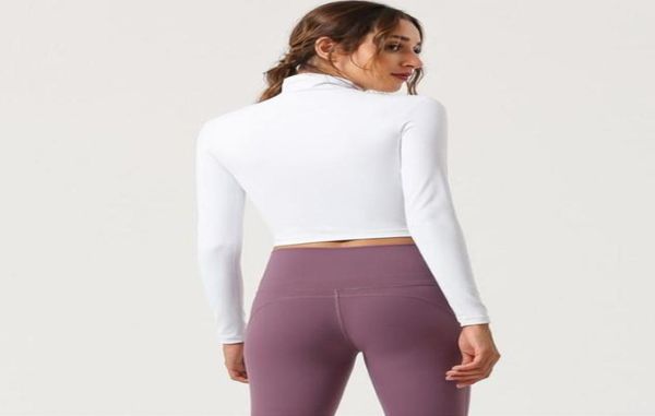 

new double-sided solid color sport long sleeve t-shirt align running women yoga jacket casual fitness tight zip summer thin display quick dr