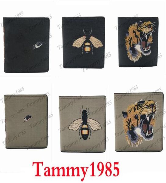 

men animal short wallet leather black snake tiger bee wallets women long style purse card holders come with gift box9879995, Red;black