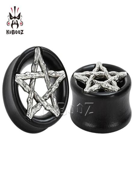 

kubooz wood ebony pentagram ear piercing plug tunnels body jewelry earring gauges expander stretcher whole 825mm 32pcs255v7970140, Silver