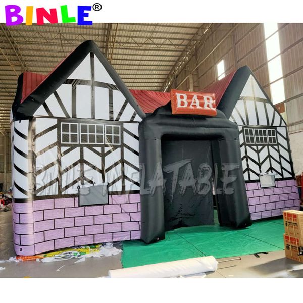 

wholesale bespoke 10mx6mx3.5mh (33x20x11.5ft) traditional english local inflatable bar pub with 2 entrances full printing irish pubs for par