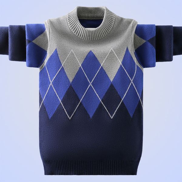 

pullover cotton children s clothing boy s sweater o neck knitting kids clothes winter keep warm 230906, Blue