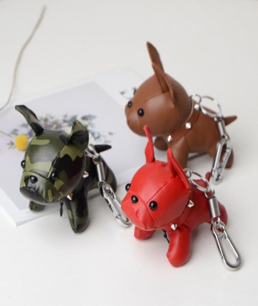 

bulldog dog key chain pu leather keychain bag holder fashion animal design car charms pendants for women men girls camouflage keyr7634012, Slivery;golden