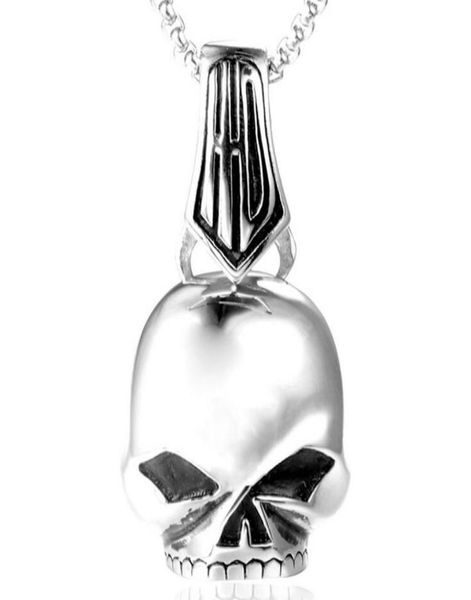 

punk stylnew hiphop men 316l stainless steel punk skull pendant fashion motorcyclist rock jewelry necklace accessories73381272326534, Silver