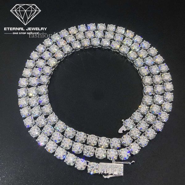 

factory professional custom men women real s sier 10k 14k gold 5mm moissanite diamond 24 inch tennis link chain necklace, Silver