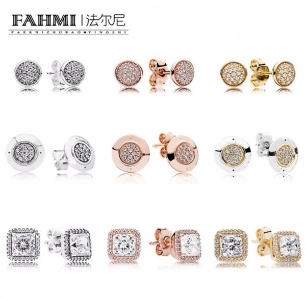 

fahmi 100 925 sterling silver rose gold color forever stud earrings with clear cz for women original fine jewelry gift289a1346089, Golden;silver