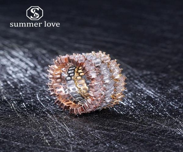 

2019 simple irregular copper inlayed cubic zircon ring for women gold silver rose gold platinum plating engagement wedding finger 7394642