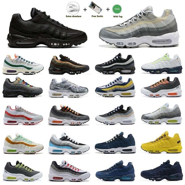 

men cushions 95s running shoes 95 trainers triple black white worldwide neon aqua university blue tt bred women chaussures outdoor sport des