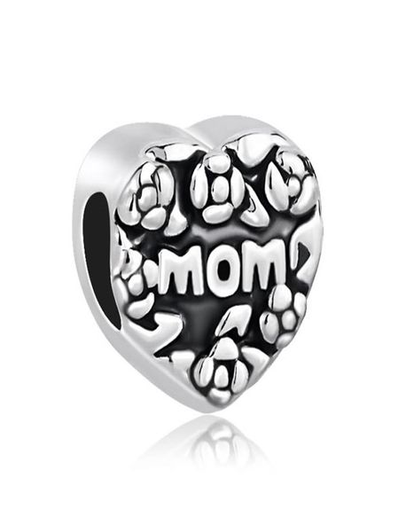 

metal slider spacer big hole flower heart love mom mother european bead fit chamilia biagi charm bracelet1876006, Black