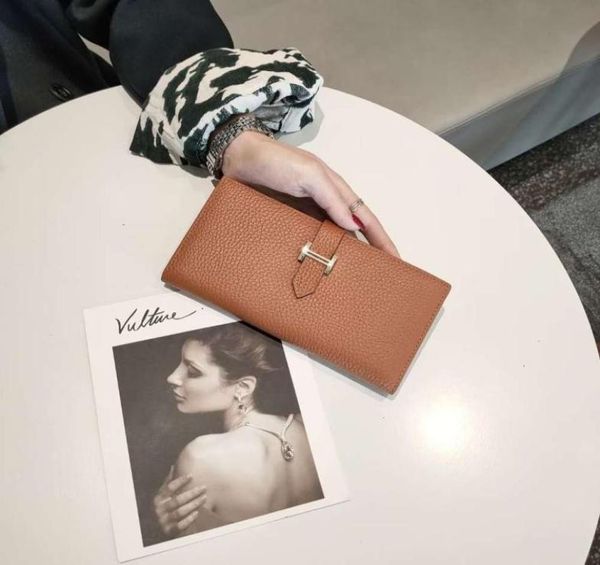 

2022 leather wallet women039s short head h strap thin wallet9980962, Red;black