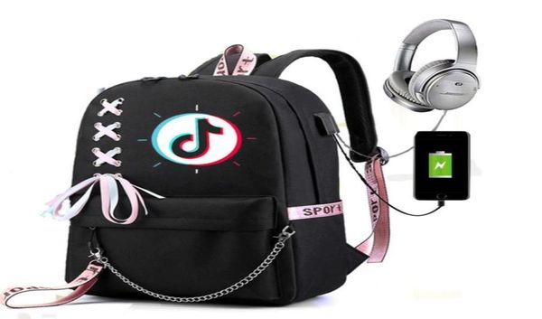 

backpack shoulder bag tik tok tiktok usb bag korean pack leisure pack50247813128767