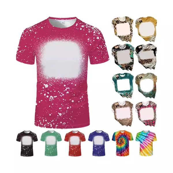 

multi designs s-5xl sublimation bleached t shirts for diy printing party supplies short sleeve adults kids heat transfer shirts tees