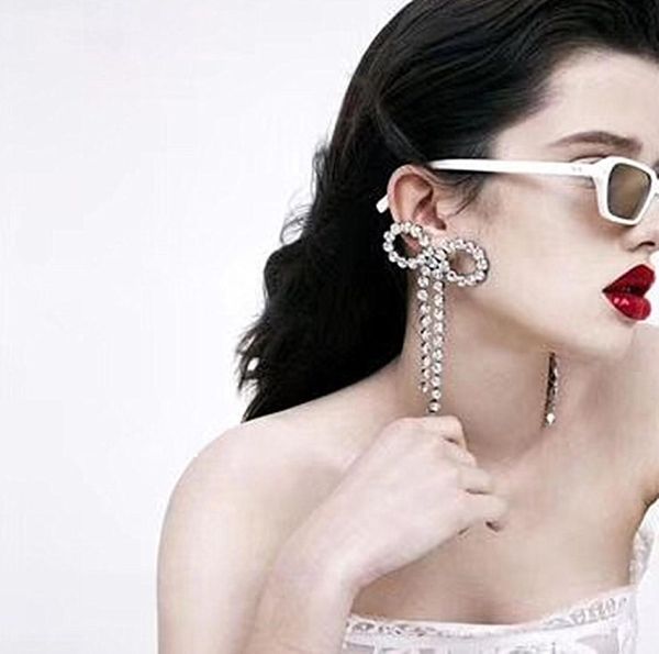 

new shiny rhinestone bow knot shaped stud earrings for women fashion accessories boutique lady039s statement earrings jewelry6397633, Golden;silver