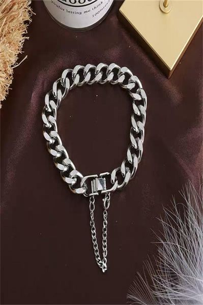 

myyshop hip hop chains bangle silver clipchain 19cm hiphop bracelet trendsetter clasp chain jewelry gifts for women men s0063 bl4832062, Golden;silver