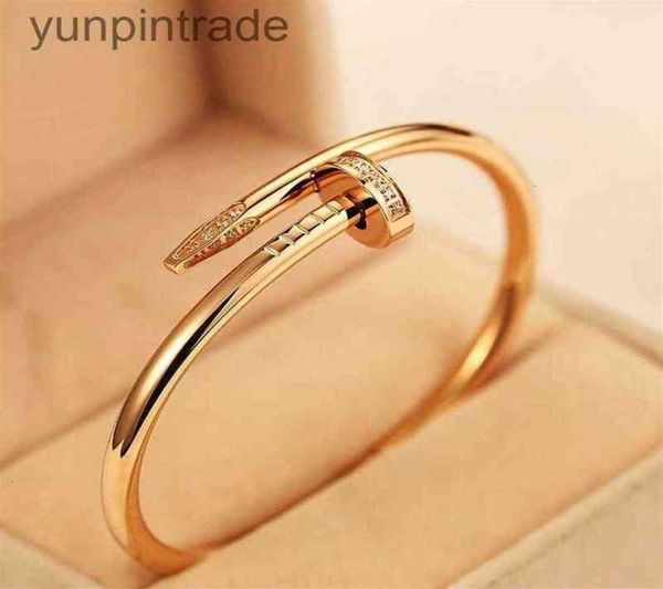 

juste a clou nail bracelet xury jewelry set auger lovers men and women 16 19 cm gold rose sier216w7933179, Black