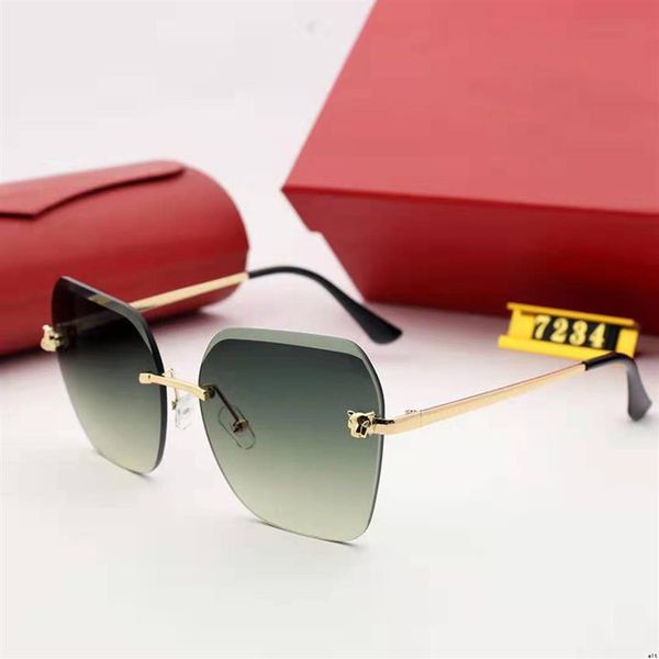 

panther designer sunglasses mens green vintage rimless square sunglasses women men luxury brand eyeglasses fashion travel driving 293c, White;black