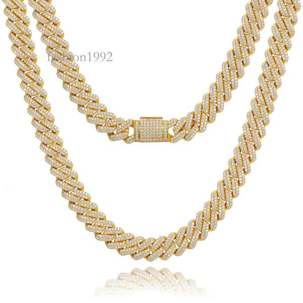 

Hip Hop Jewelry 14Mm Solid 14K Real Yellow Gold Vvs Moissanite Diamond Iced Out Cuban Link Chain Necklace For Men
