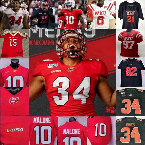 

western kentucky hillers wku football jersey ncaa college austin reed malachi corley jaques evans daewood davis malone ervin-poindexter mose, Black;red