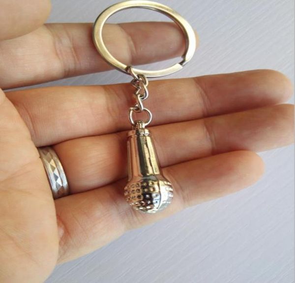 

microphone mike keychain music key buckle chain car key holder musical instruments key ring keyring9179289, Silver