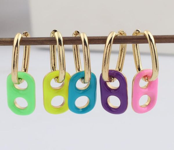 

hoop huggie colorful enamel rainbow earrings french elegant dangle for women hoops jewelry 20216905759, Golden;silver