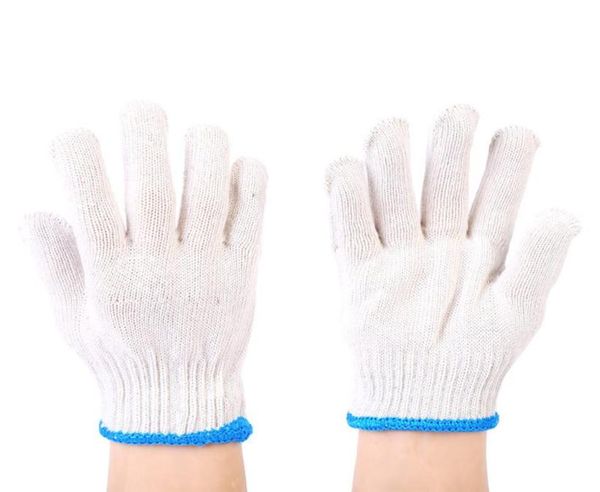 

thicken double cotton labor protection yarn gloves cotton thread white thread site driver auto repair work gloves5847158, Blue;gray