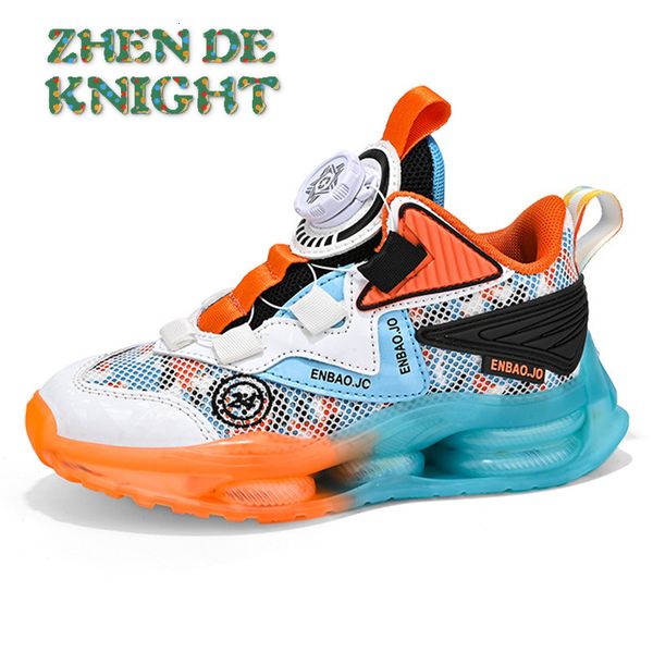 

athletic outdoor boys shoes rotating button summer childrens basketball shoes mesh breathable sports shoes 230906, Black