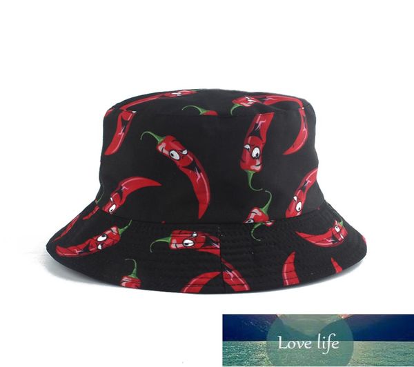 

new fashion panama hat vegetables pepper printed bucket hat reversible fishing cap summer sun hats for women men gorras factory pr7661362, Blue;gray
