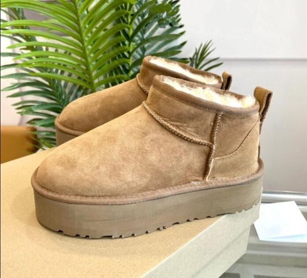 

women winter ultra mini boot designer australian platform tasman boots leather warm ankle fur booties sheepskin tazz snow boot shoes, Black