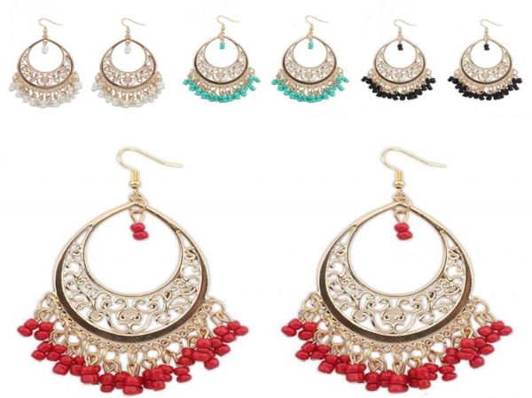 

women039s earrings ladies039 bohemian ethnic style hollow beaded tassel earrings western style creative metal water drops sh9635369, Silver