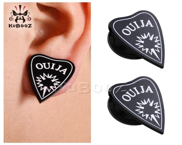 

kubooz acrylic ouija divination black ear tunnels plugs body jewelry piercing earrings gauges stretchers expanders whole 6mm t1997029, Silver
