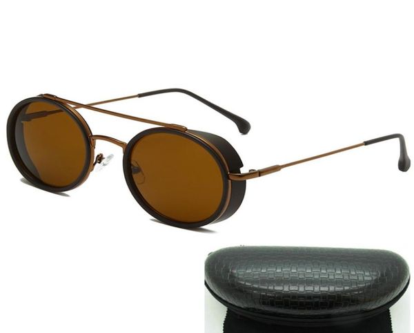 

vintage small brown round frame sunglasses women 2023 brand designer sun glasses men retro eyewear ladies with box8739007, White;black