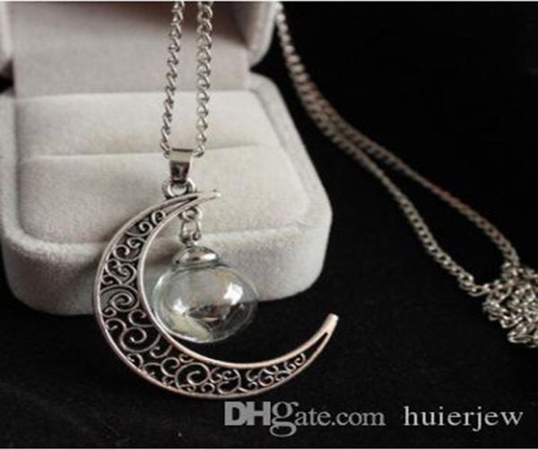 

pretty necklace fashion charms necklaces glass ball long strip leather chain dandelion pendant necklace4621776, Silver